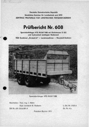 Spezialanhänger HTS 90.04/ T 088
