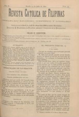 Ano II. Manila 13 de Julio de 1890, Núm. 75