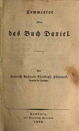 Commentar über das Buch Daniel