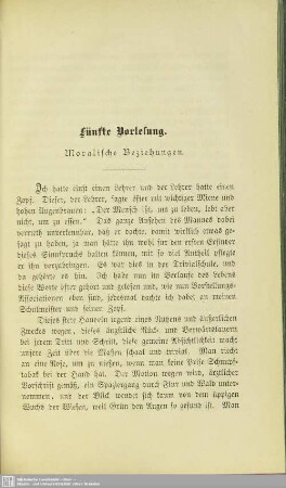 Fünfte Vorlesung. Moralische Beziehungen