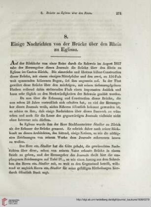 12: Einige Nachrichten von der Brücke über den Rhein zu Eglisau