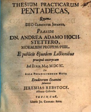 Thesium practicarum pentadecas