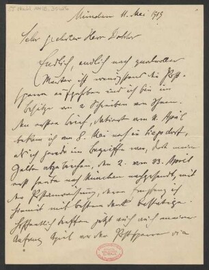 Brief an Ludwig Strecker an B. Schott's Söhne : 11.05.1919