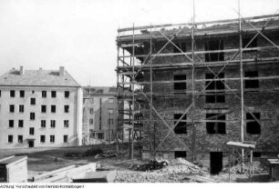 Dresden, Südvorstadt. Regensburger Straße, Münchner Straße, Wohnungsbau, Januar 1954