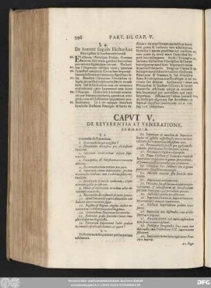 Caput V. De Reverentia Et Veneratione.