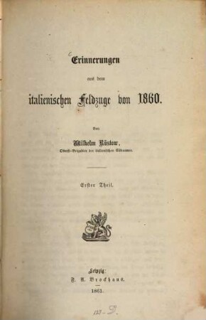 Erinnerungen aus dem italienischen Feldzuge von 1860, 1