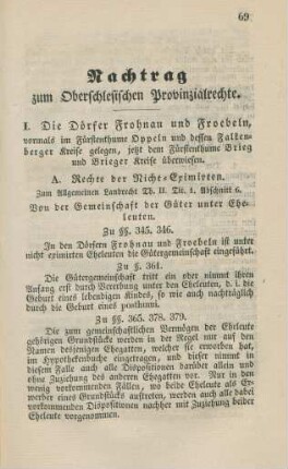 Nachtrag zum Oberschlesischen Provinzialrechte.
