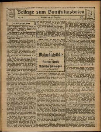 Zweite Ausgabe vom Sonntag, den 25. Dezember 1927.