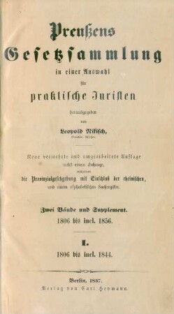 1.1806/44: Preußens Gesetzsammlung