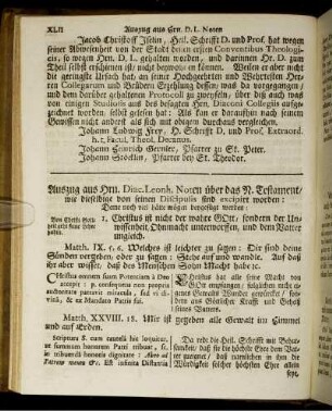 Auszug aus Hrn. Diac. Leonh. Noten über das N. Testament/ ...