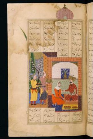 Illustration: Bahrām Gūr bei der Prinzessin des roten Pavillons