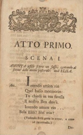 Atto Primo. [= Erster Akt, ital., dt.]