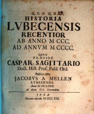 Historia Lubecensis recentior ab anno MCCC ad annum MCCCC