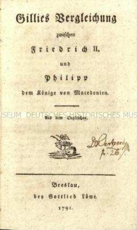 Abhandlung über Friedrich den Großen im Vergleich zu Philipp II. von Mazedonien