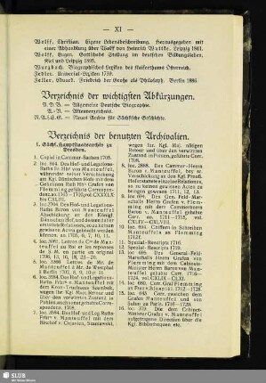 Verzeichnis der benutzten Archivalien