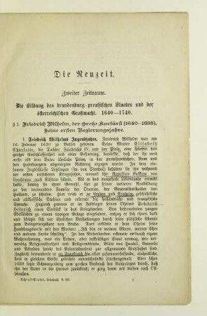 Zweiter Zeitraum. Die Bildung des brandenburg-preußischen Staates und der österreichischen Großmacht. 1640-1740