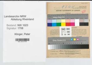 Entnazifizierung Peter Klinger , geb. 06.06.1883 (Architekt)