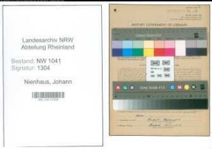 Entnazifizierung Johann Nienhaus , geb. 20.10.1883 (Angestellter)