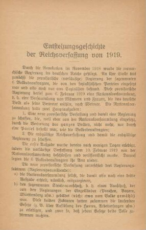 Entstehungsgeschichte der Reichsverfassung von 1919