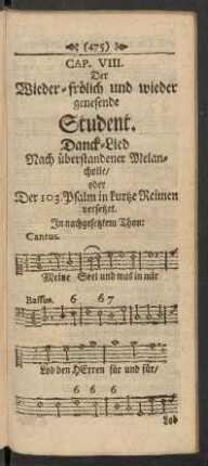 Danck-Lied Nach überstandener Melancholie/ [...]