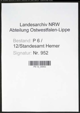 Heiratsregister Standesamt Hemer