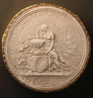 Die trauernde Religion neben einer Urne (Revers)