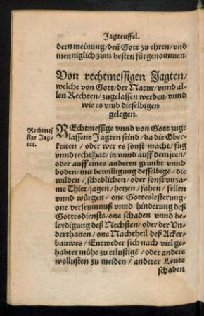 Von rechtmessigen Jagten ...