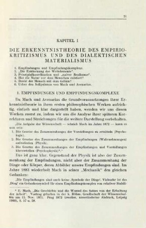 Kapitel I Die Erkenntnistheorie Des Empiriokritizismus Und Des Dialektischen Materialismus