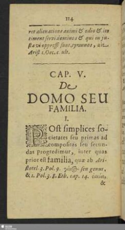 Cap. V. De Domo Seu Familia