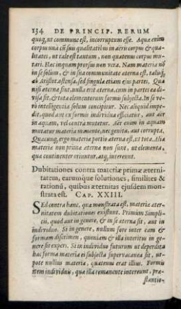 Dubitationes contra materiae primae aeternitatem ... Cap. XXIII.