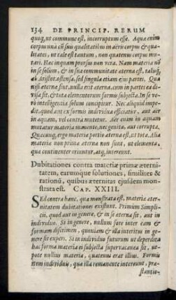 Dubitationes contra materiae primae aeternitatem ... Cap. XXIII.