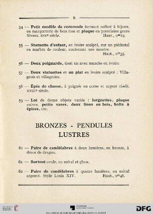 Bronzes - Pendules (Nr. 60-72)