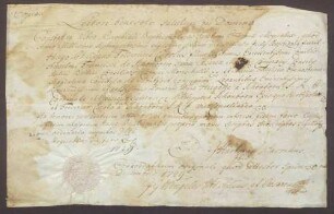 Taufzeugnis Grafen Hugo Philipp von Schönborn (geboren am 2. Juli 1721).