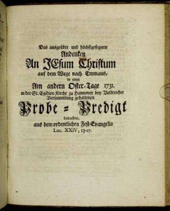 Das ausgeübte und höchtsgesegnete Andenken An Jesum Christum ...