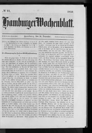 No. 11. Hamburger Wocheblatt 1859.