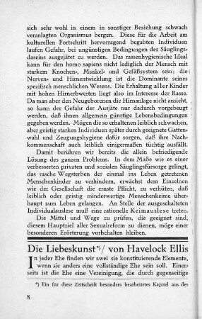 Die Liebeskunst / von Havelock Ellis