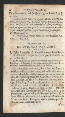 Membrum VI. De Ordinatione Exorcistarium.