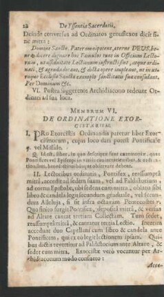 Membrum VI. De Ordinatione Exorcistarium.