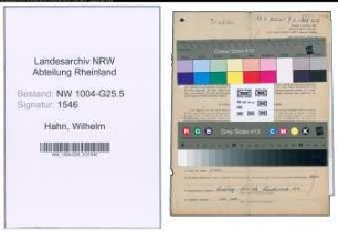 Entnazifizierung Wilhelm Hahn , geb. 01.06.1893 (Parkettleger)