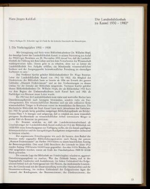 Die Landesbibliothek zu Kassel 1930-1980