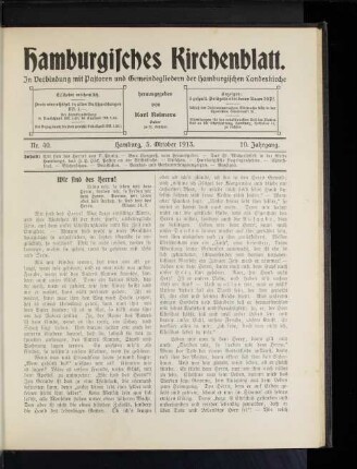 Nr. 40. Hamburg, 5. Oktober 1913. 10. Jahrgang.