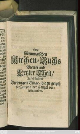 4: In sich haltend Diejenigen Dinge/ die zu gewisser Zeit von der Cantzel verlesen werden