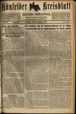 Dritte Ausgabe vom Samstag, den 22. Dezember 1928.