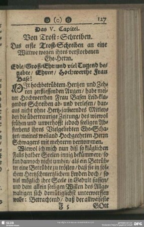Das V. Capitel. Von Trost-Schreiben