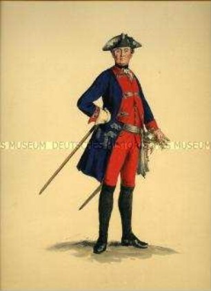 Uniformdarstellung, Offizier vom Ingenieur-Corps, Preußen, um 1786. Probedruck aus Menzel: Die Armee Friedrich's des Großen.