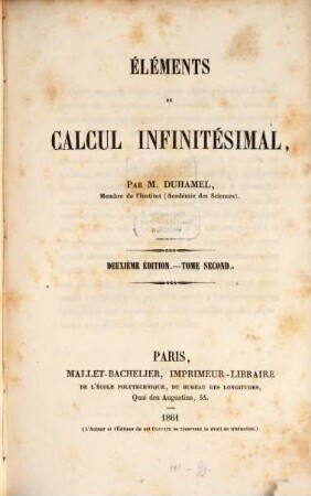 Éléments de calcul infinitésimal, 2
