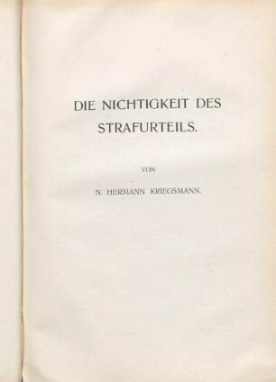 Die Nichtigkeit Des Strafurteils.