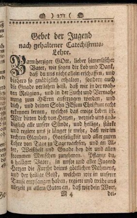 Gebet der Jugend nach gehaltener Catechismus-Lehre.