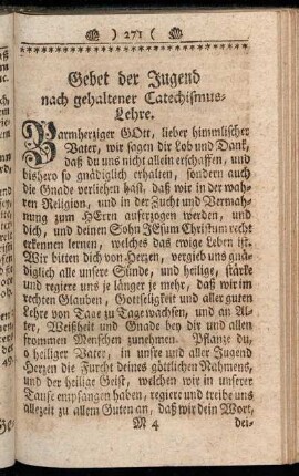 Gebet der Jugend nach gehaltener Catechismus-Lehre.