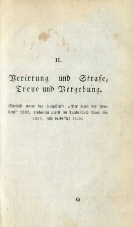 II. Verirrung und Strafe, Treue und Vergebung